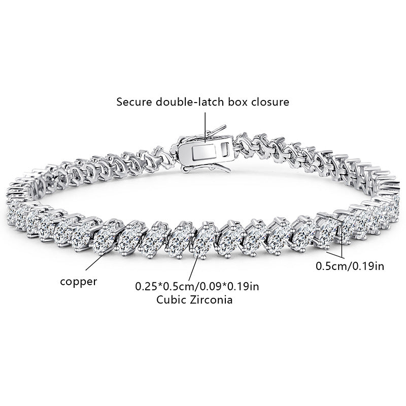 Pulseira Tennis em Cobre com Zircónias | Fecho em Forma de Oito | Elegaância Premium