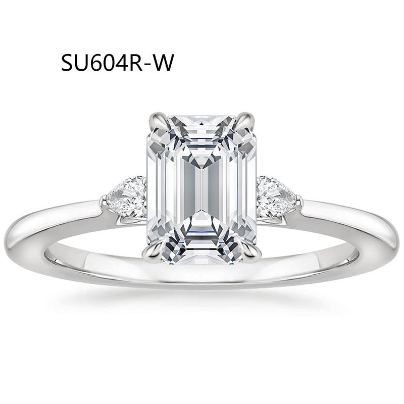 Anel de Noivado Três Pedras | Prata S925 Banhado a Ouro 18K | Diamante Lab-Grown 1 Quilate