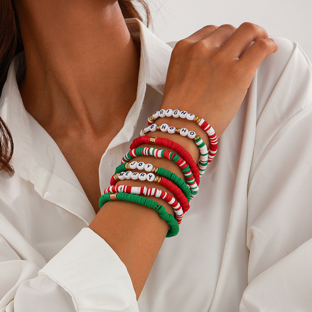 Pulseira de Natal Criativa | Letras Coloridas e Missângas Cerâmicas | Presente Natalício