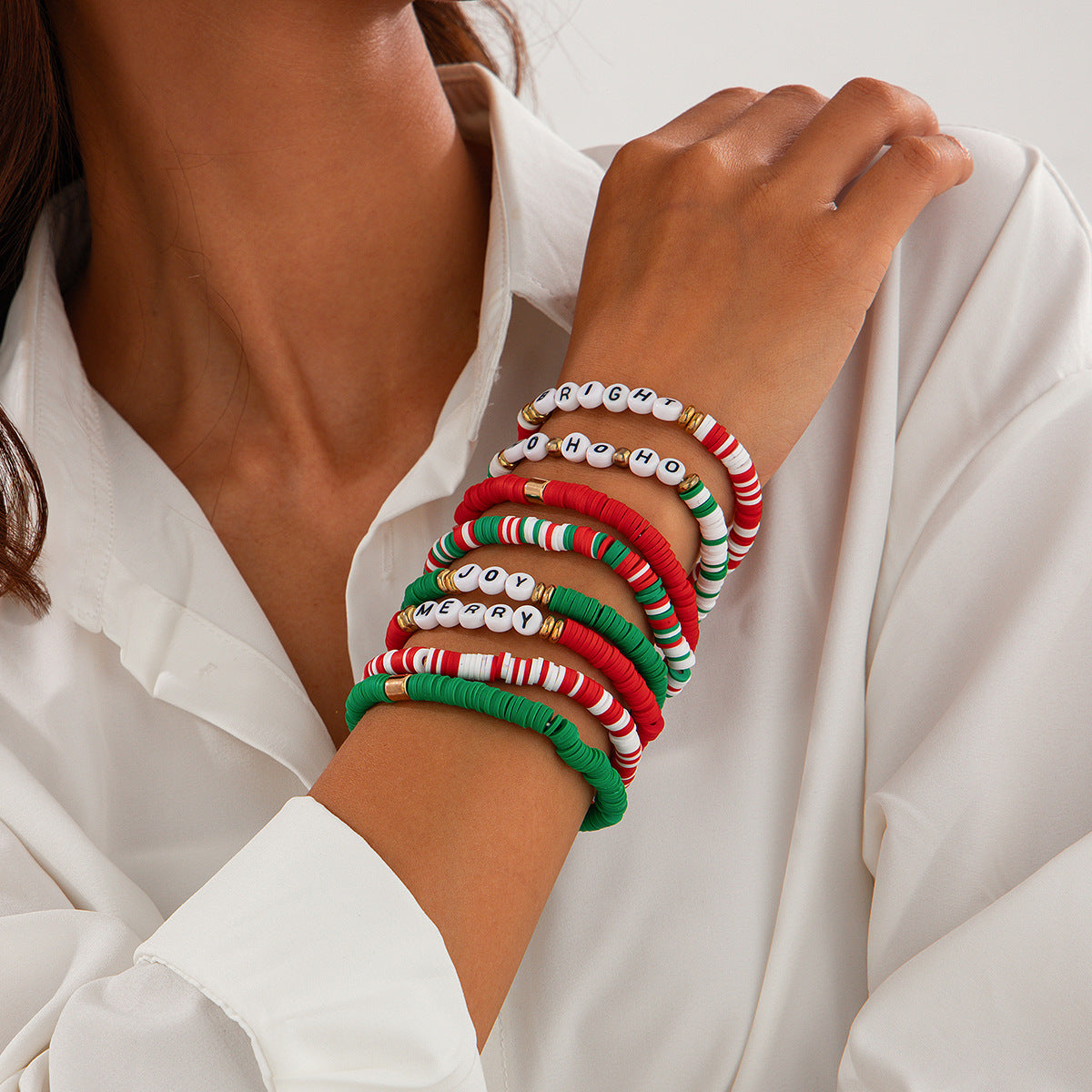 Pulseira de Natal Criativa | Letras Coloridas e Missângas Cerâmicas | Presente Natalício