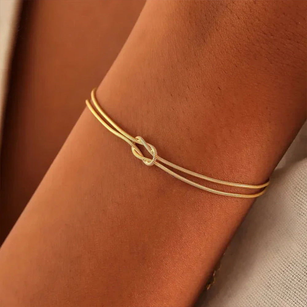 Pulseira Cobra com Nó | Design Serpente em Cadeia Óssea