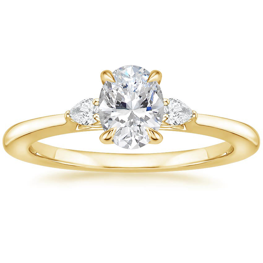 Anel de Noivado Três Pedras | Prata S925 Banhado a Ouro 18K | Diamante Lab-Grown 1 Quilate