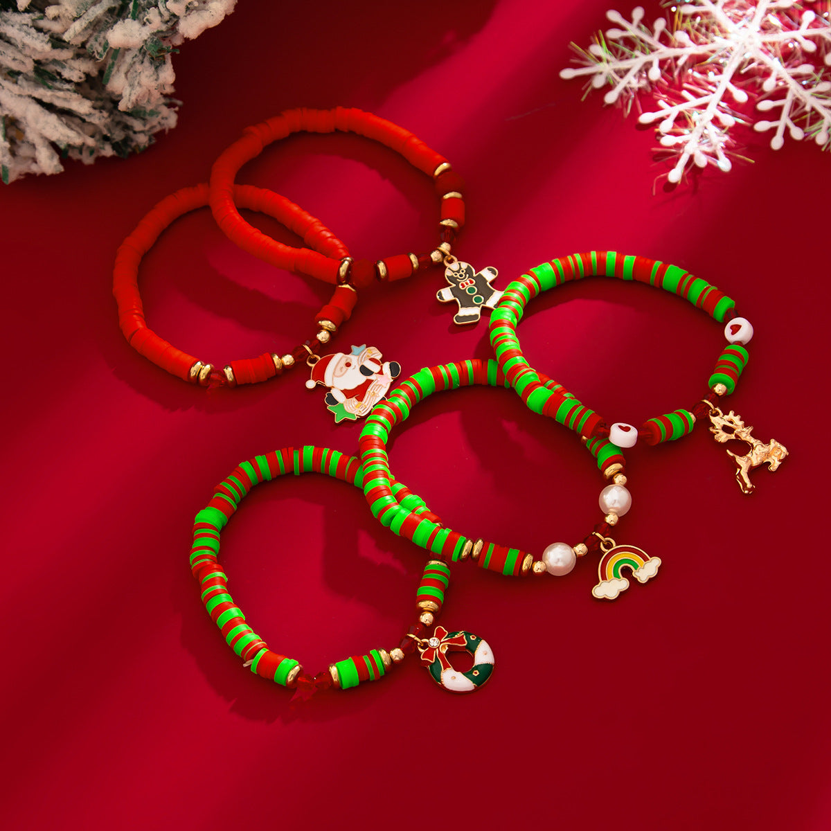 Pulseira de Natal Criativa | Letras Coloridas e Missângas Cerâmicas | Presente Natalício