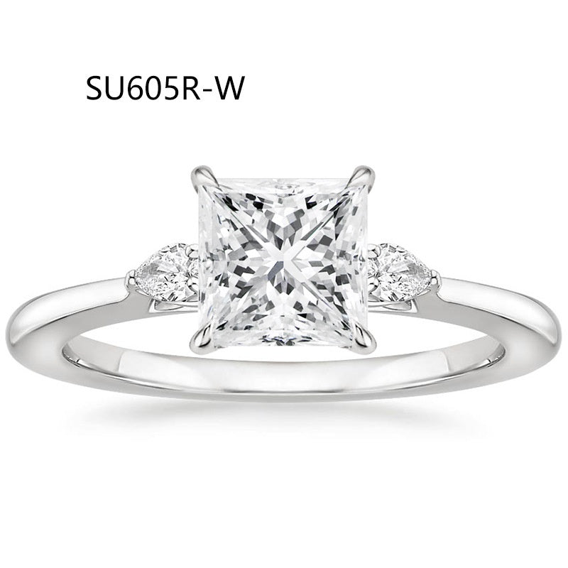 Anel de Noivado Três Pedras | Prata S925 Banhado a Ouro 18K | Diamante Lab-Grown 1 Quilate