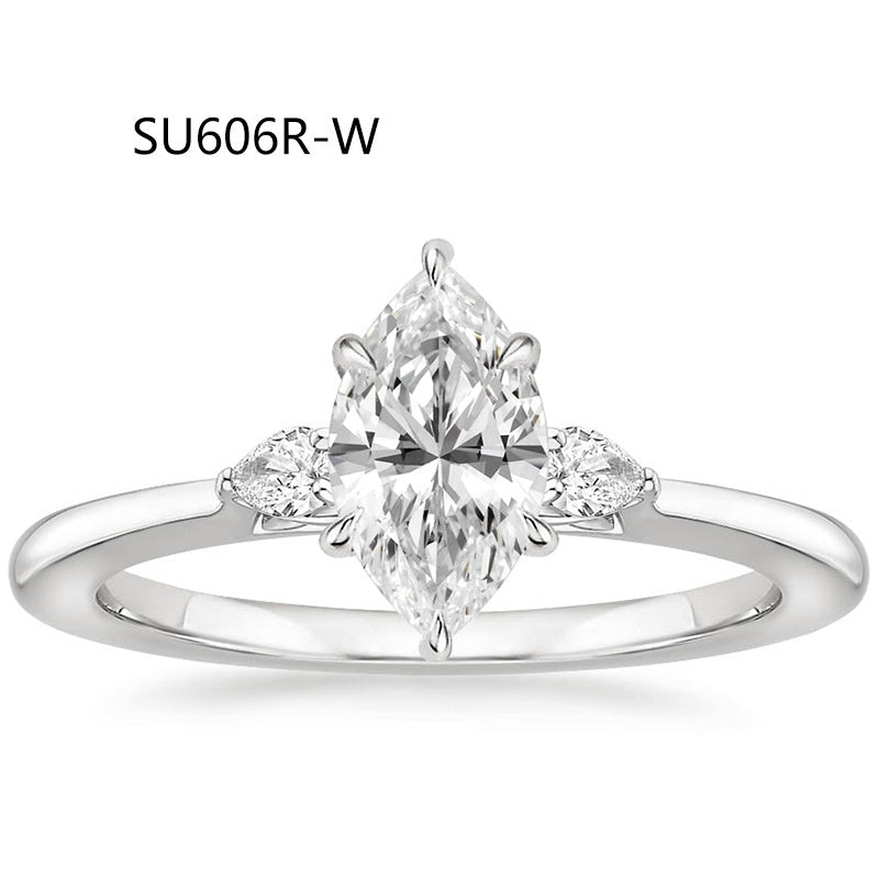 Anel de Noivado Três Pedras | Prata S925 Banhado a Ouro 18K | Diamante Lab-Grown 1 Quilate