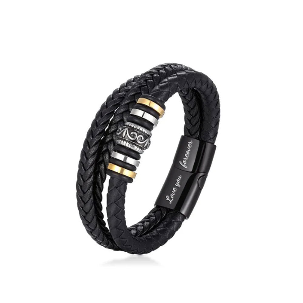 Pulseira Corda de Couro com Aço Inoxidável | Masculina Premium