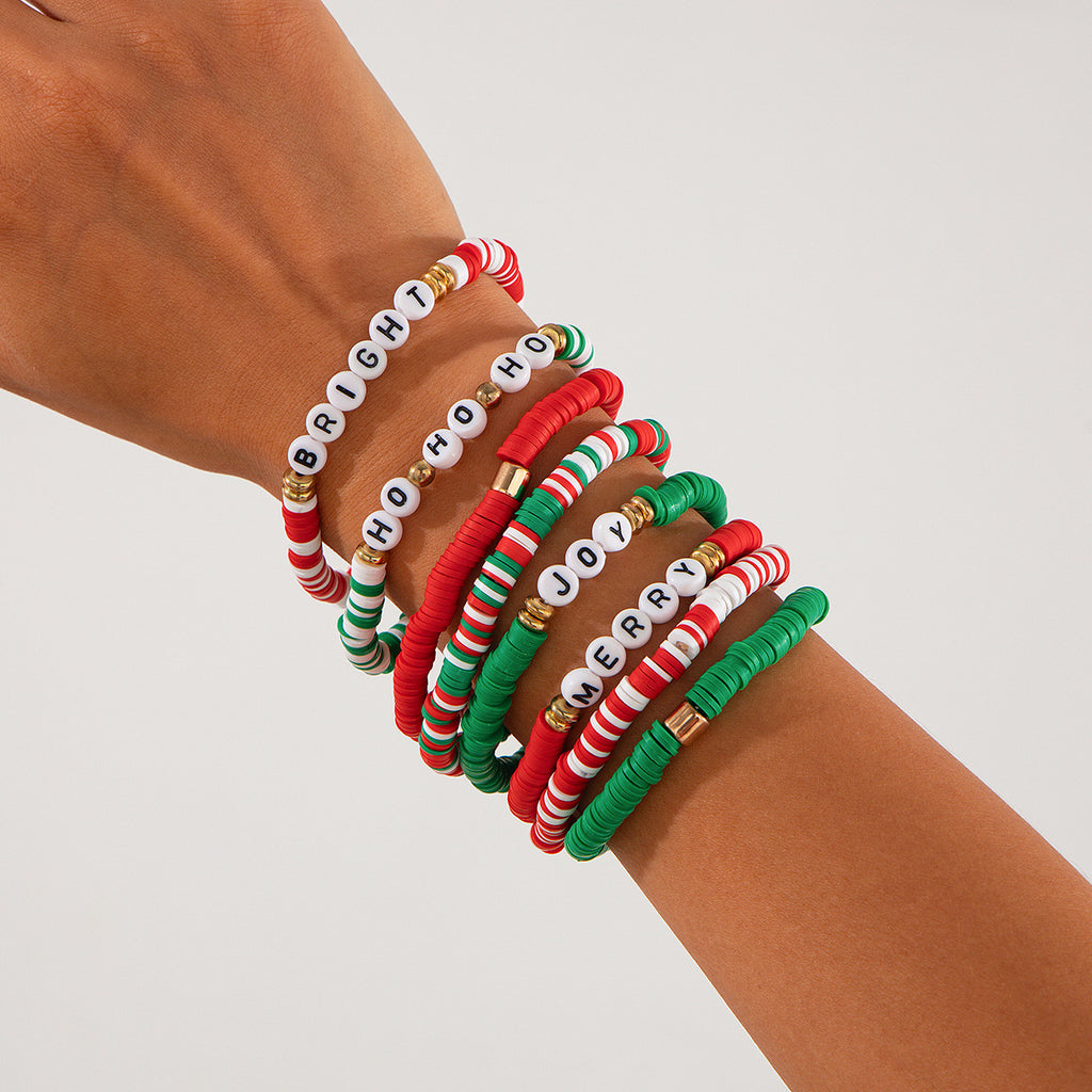 Pulseira de Natal Criativa | Letras Coloridas e Missângas Cerâmicas | Presente Natalício