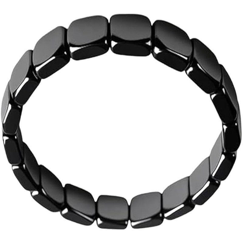 Pulseira Masculina Onyx Preto | Contas de Hematite Elástica | Ajustável