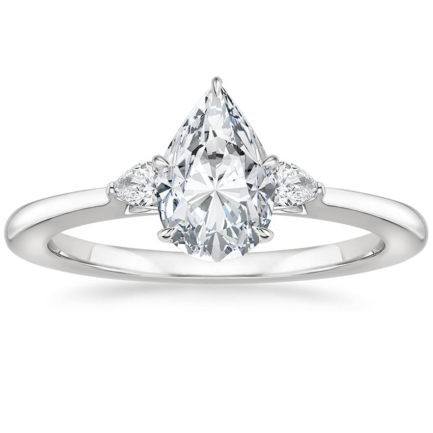 Anel de Noivado Três Pedras | Prata S925 Banhado a Ouro 18K | Diamante Lab-Grown 1 Quilate