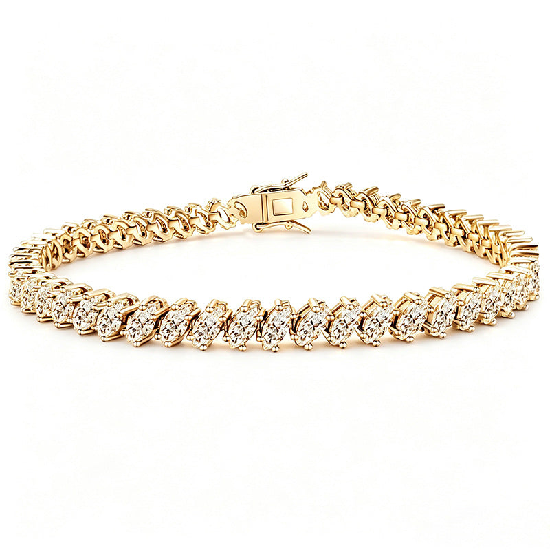 Pulseira Tennis em Cobre com Zircónias | Fecho em Forma de Oito | Elegaância Premium