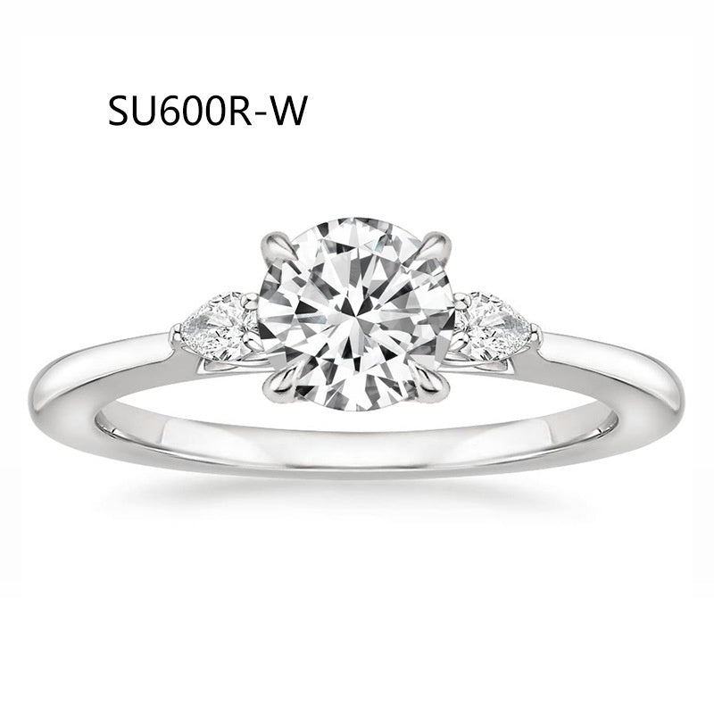 Anel de Noivado Três Pedras | Prata S925 Banhado a Ouro 18K | Diamante Lab-Grown 1 Quilate