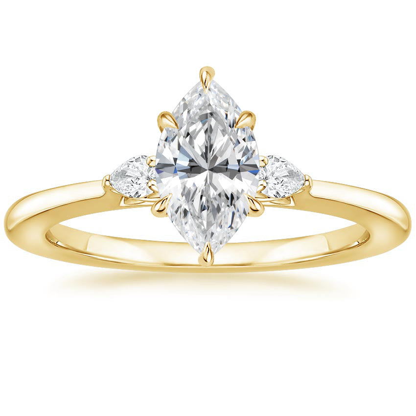 Anel de Noivado Três Pedras | Prata S925 Banhado a Ouro 18K | Diamante Lab-Grown 1 Quilate