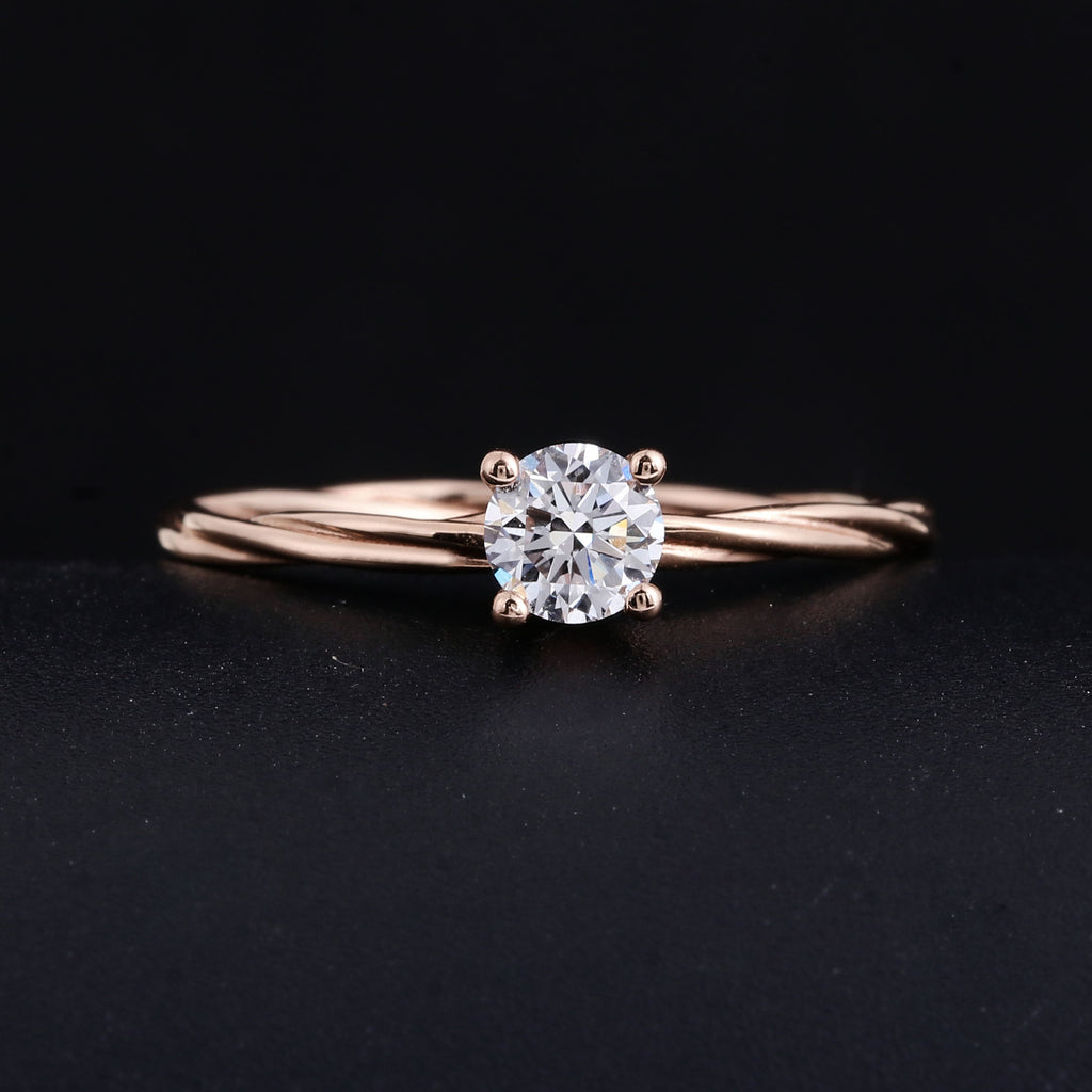 Anel de Noivado Elegante | Ouro 18K com Diamante Lab-Grown | Não Oxida