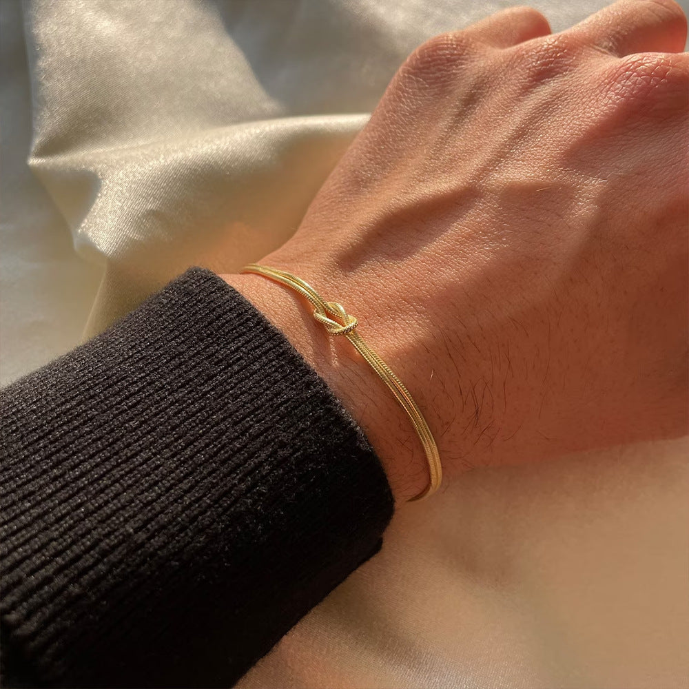 Pulseira Cobra com Nó | Design Serpente em Cadeia Óssea