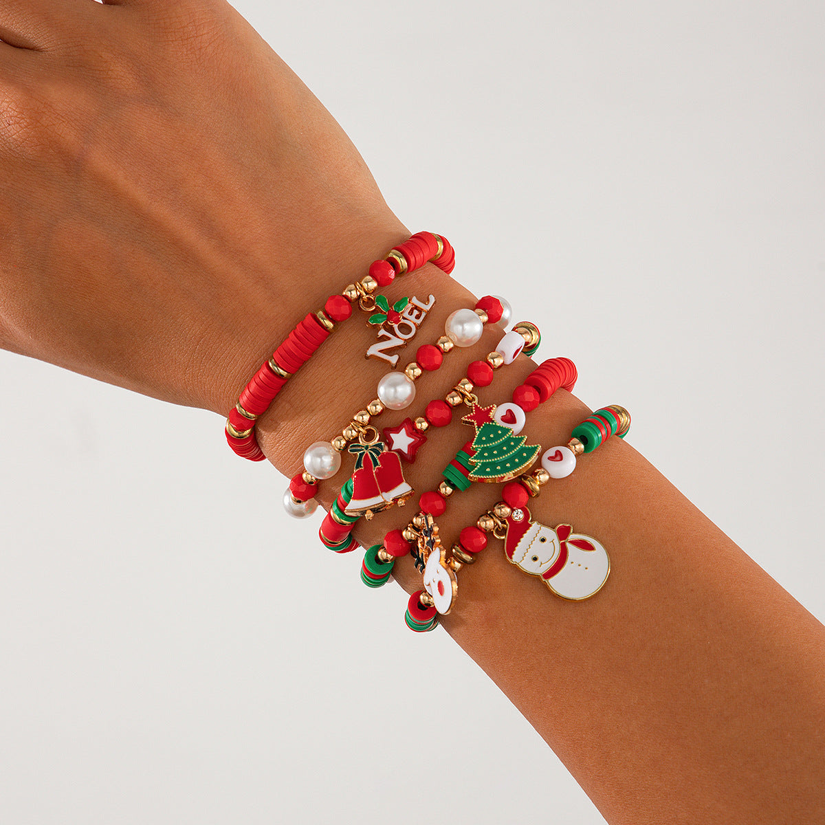 Pulseira de Natal Criativa | Letras Coloridas e Missângas Cerâmicas | Presente Natalício
