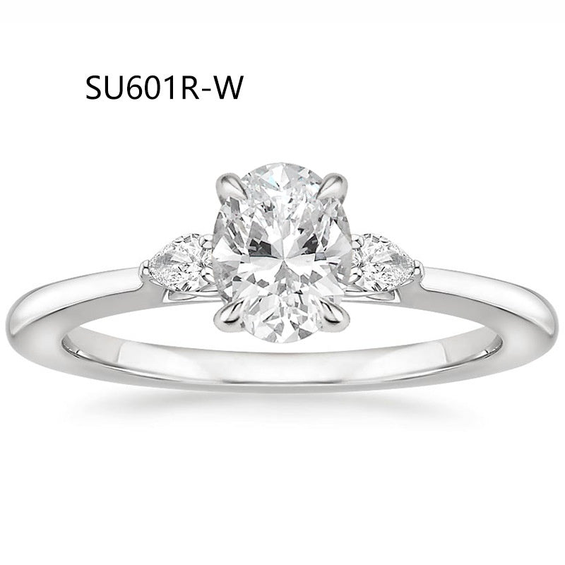 Anel de Noivado Três Pedras | Prata S925 Banhado a Ouro 18K | Diamante Lab-Grown 1 Quilate