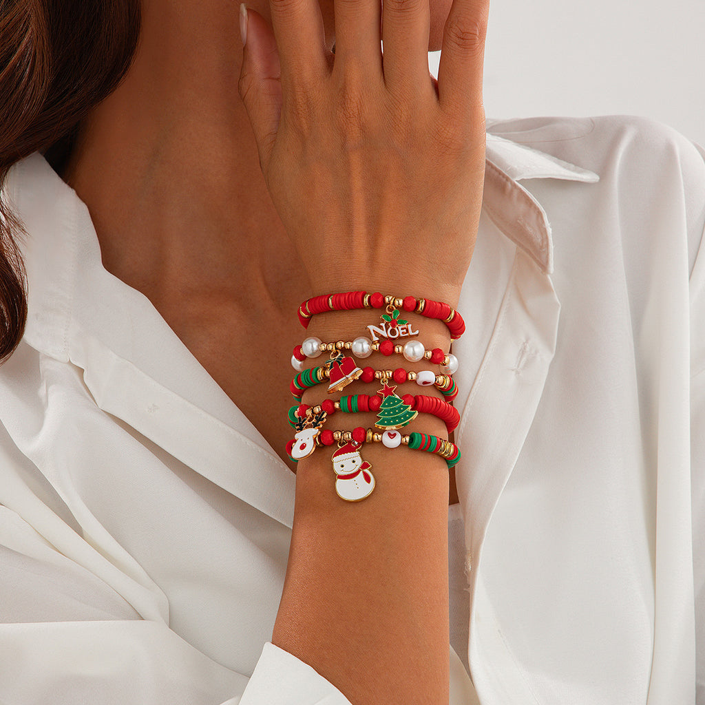 Pulseira de Natal Criativa | Letras Coloridas e Missângas Cerâmicas | Presente Natalício