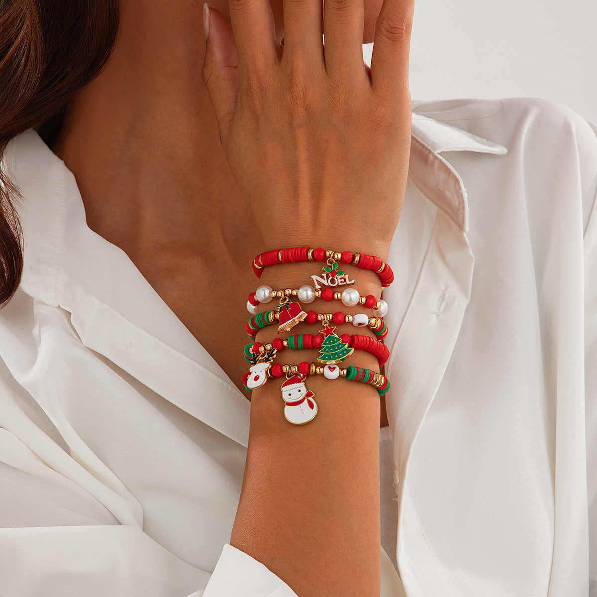 Pulseira de Natal Criativa | Letras Coloridas e Missângas Cerâmicas | Presente Natalício