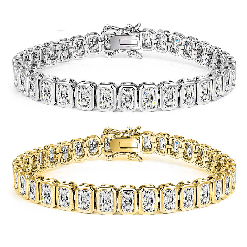 Pulseira Tennis BLUEONE | Zircónias Quadradas Brilhantes | Elegante Hip Hop